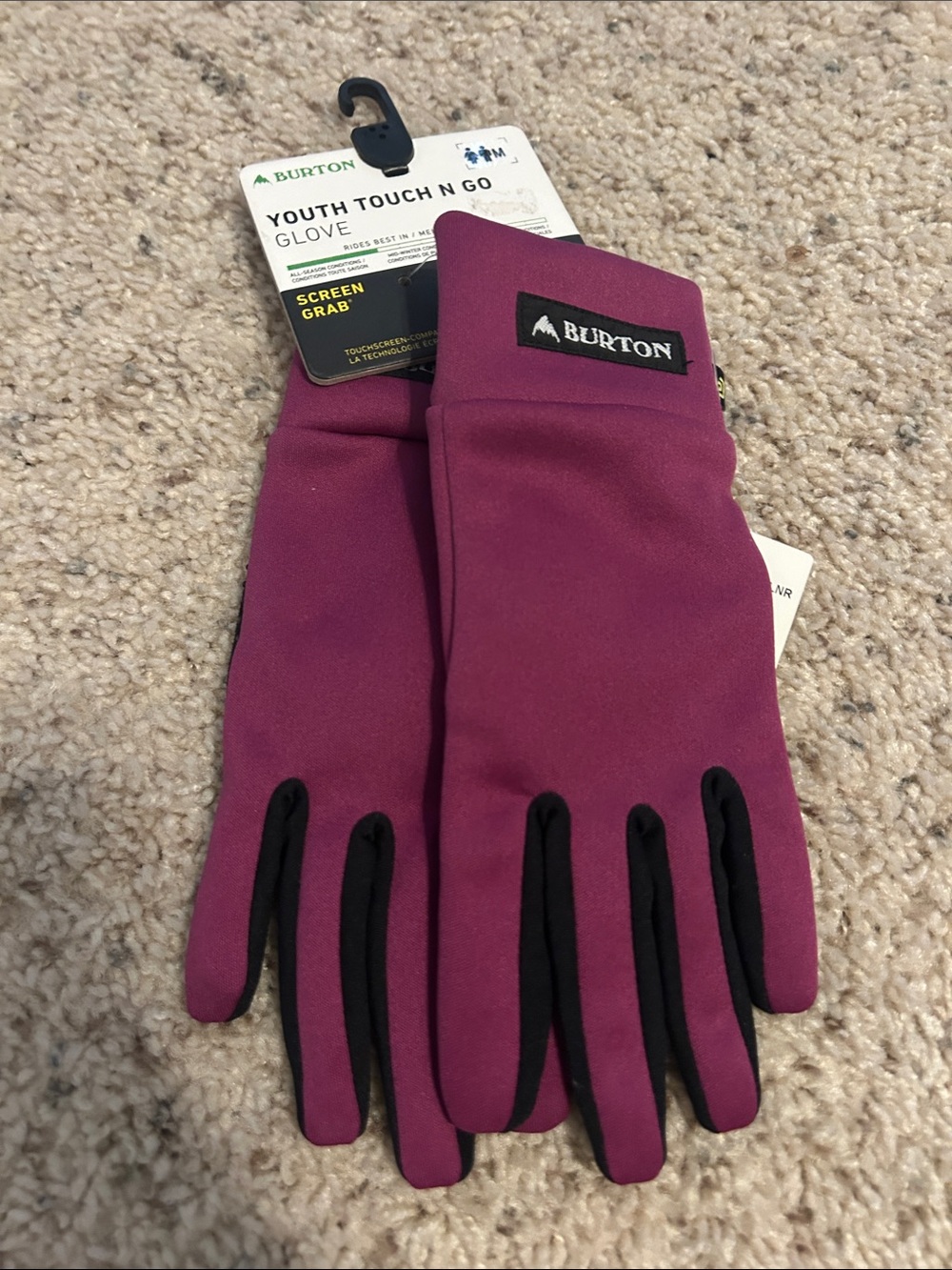 Burton Plum Youth Touchscreen Gloves with Black Accents